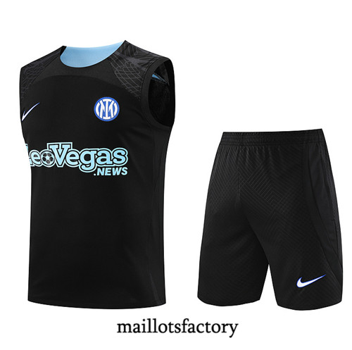 Maillot du Kit d'entrainement Debardeur + Shorts Inter Milan 2023/24 Noir factory 575