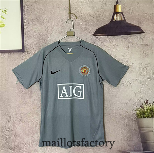 Soldes Maillot du Retro Manchester United 2007-08 Gardien de but Gris