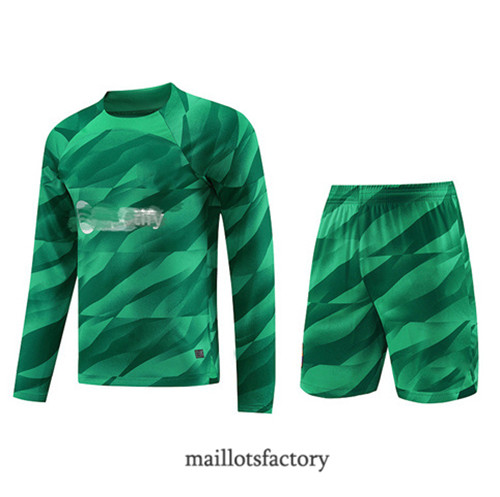 Kit d'entrainement Maillot du Barcelone Manche Longue + Short 2023/24 Vert factory 0326