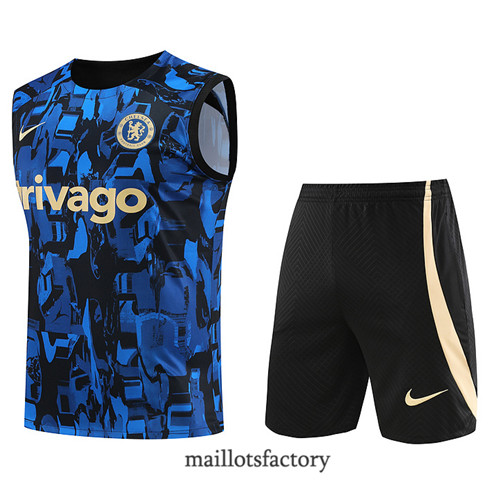 Kit d'entrainement Maillot du Chelsea Debardeur 2023/24 Bleu factory 0486