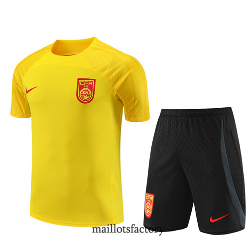 Kit d'entrainement Maillot du Chine Enfant + Short 2023/24 Jaune factory 0431