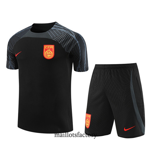 Kit d'entrainement Maillot du Chine Enfant + Short 2023/24 Noir factory 0432