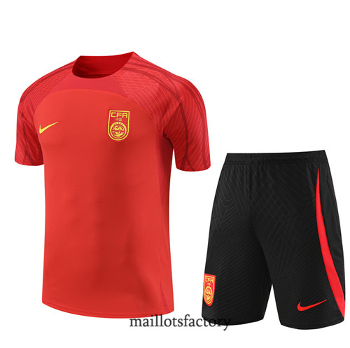 Kit d'entrainement Maillot du Chine Enfant + Short 2023/24 Rouge factory 0434