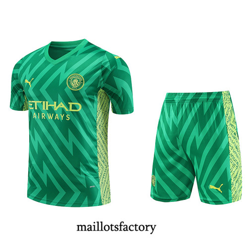 Kit d'entrainement Maillot du Gardien de but Manchester City + Short 2023/24 Vert factory 0488