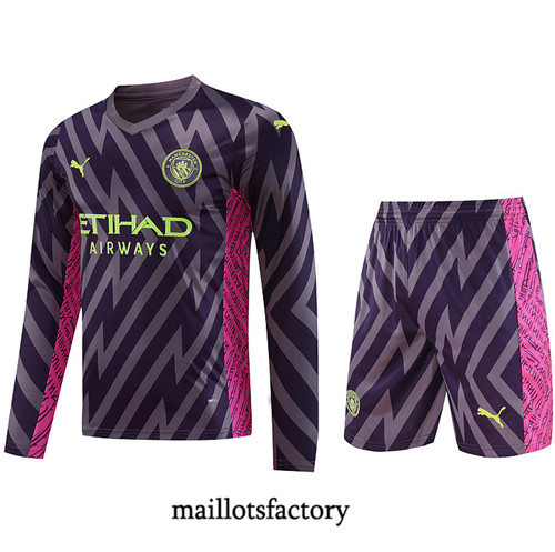 Kit d'entrainement Maillot du Manchester City Manche Longue + Short 2023/24 Violet factory 0492