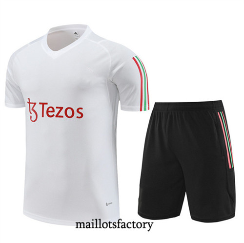 Kit d'entrainement Maillot du Manchester United Enfant + Short 2023/24 Blanc factory 0493