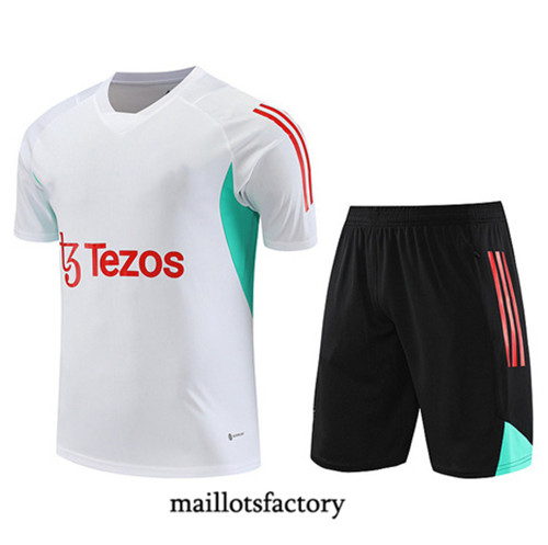 Kit d'entrainement Maillot du Manchester United + Short 2023/24 Blanc factory 0498