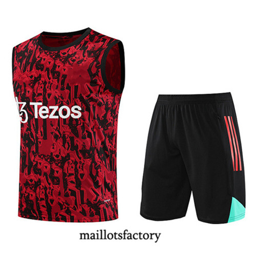 Kit d'entrainement Maillot du Manchester United Debardeur 2023/24 Rouge factory 0515