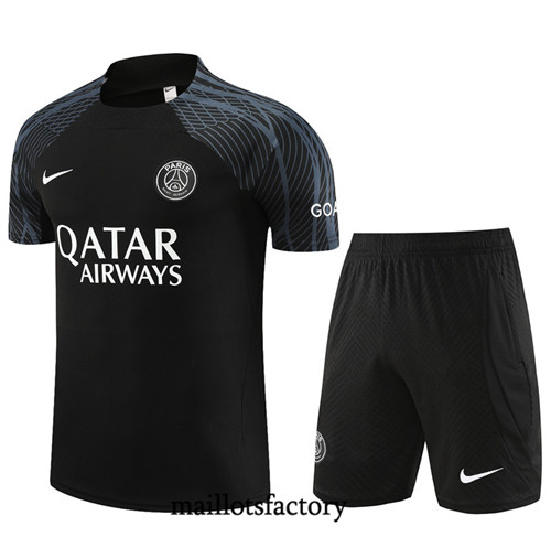 Kit d'entrainement Maillot du PSG Enfant + Short 2023/24 Noir factory 0366