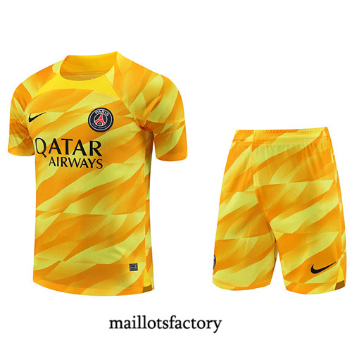 Kit d'entrainement Maillot du Gardien de but PSG + Short 2023/24 Jaune factory 0371