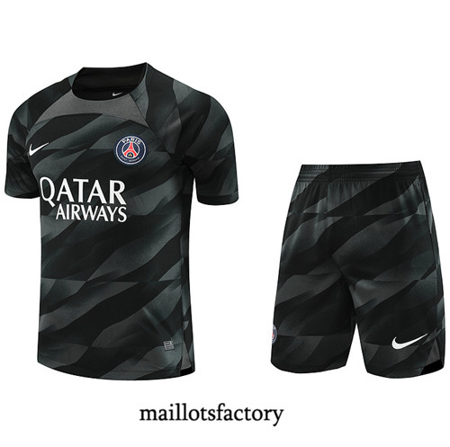 Kit d'entrainement Maillot du Gardien de but PSG + Short 2023/24 Noir factory 0372