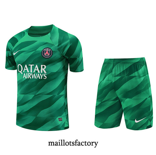 Kit d'entrainement Maillot du Gardien de but PSG + Short 2023/24 Vert factory 0373