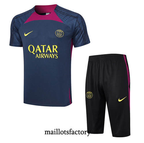 Kit d'entrainement Maillot du PSG + Short 3/4 2023/24 Bleu factory 0375