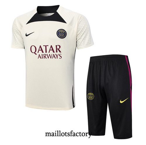 Kit d'entrainement Maillot du PSG + Short 3/4 2023/24 Jaune factory 0376