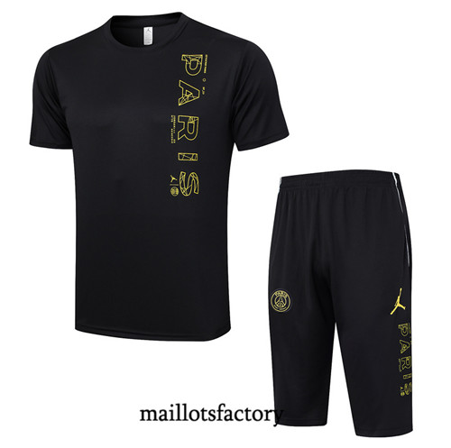 Kit d'entrainement Maillot du PSG + Short 3/4 2023/24 Noir factory 0377