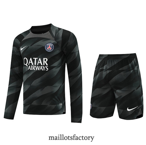 Kit d'entrainement Maillot du PSG Manche Longue + Short 2023/24 Noir factory 0409