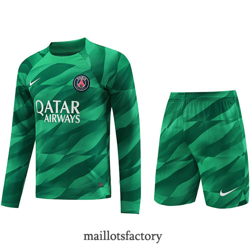 Kit d'entrainement Maillot du PSG Manche Longue + Short 2023/24 Vert factory 0410