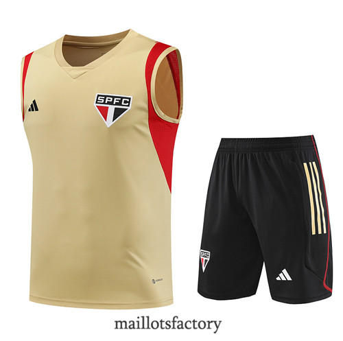 Kit d'entrainement Maillot du Sao Paulo Debardeur 2023/24 Jaune factory 0258