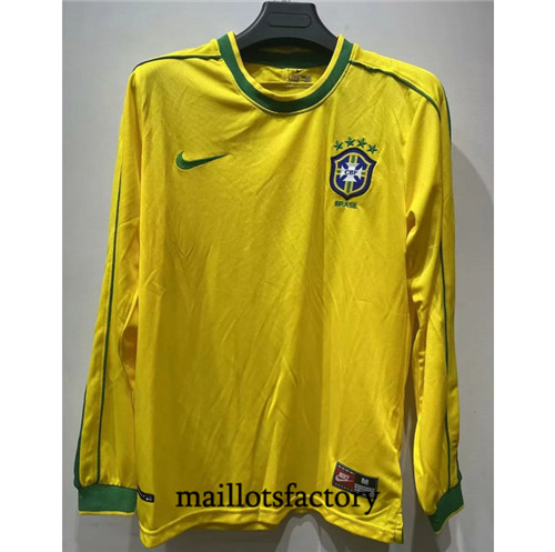 Achat Maillot du Retro Brésil Domicile 1998 Manche Longue factory 0618