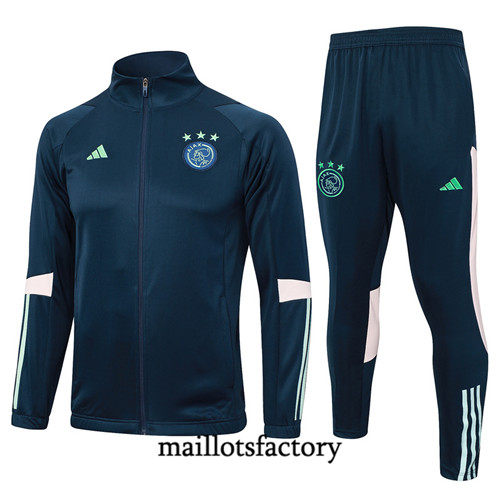 Achat Maillot Veste Survetement de foot AFC Ajax 2023/24 Bleu factory 0736