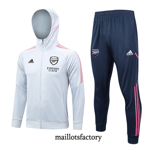 Achat Maillot Veste Survetement de foot Arsenal 2023/24 à capuche Blanc factory 1032