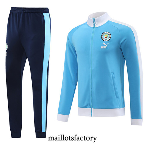 Achat Maillot Veste Survetement de foot Manchester City 2023/24 Bleu factory 1045