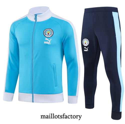 Achat Maillot Veste Survetement de foot Manchester City 2023/24 Bleu factory 1047