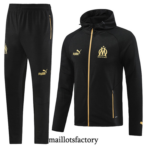 Achat Maillot Veste Survetement de foot Marseille 2023/24 à capuche Noir factory 0937