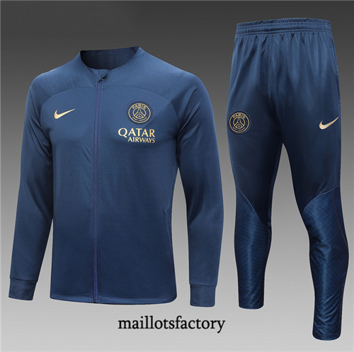 Achat Maillot Veste Survetement de foot PSG 2023/24 Bleu factory 0980