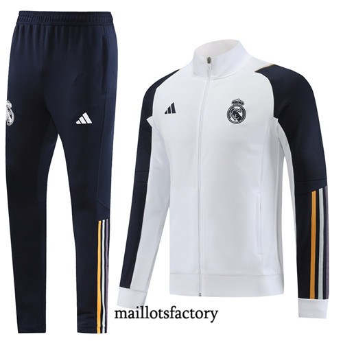 Achat Maillot Veste Survetement de foot Real Madrid 2023/24 Blanc factory 0913