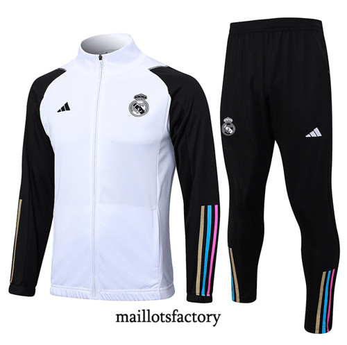 Achat Maillot Veste Survetement de foot Real Madrid 2023/24 Blanc factory 0914