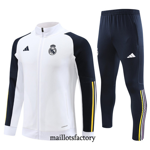 Achat Maillot Veste Survetement de foot Real Madrid 2023/24 Blanc factory 0915