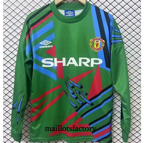 Maillot du Retro Manchester United 1992-93 Gardien de but Manche Longue Vert