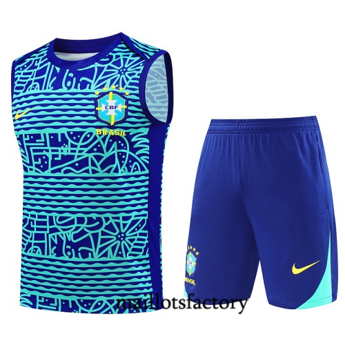 Achat Maillot d'entrainement Brésil Debardeur 2024/25 Bleu Kit