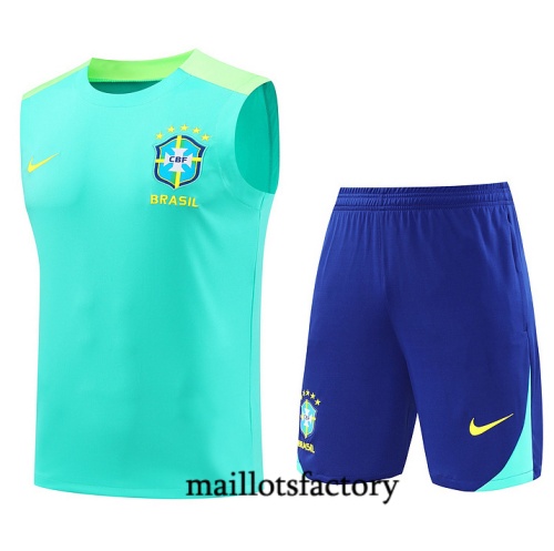 Soldes Maillot d'entrainement Brésil Debardeur 2024/25 Bleu Kit