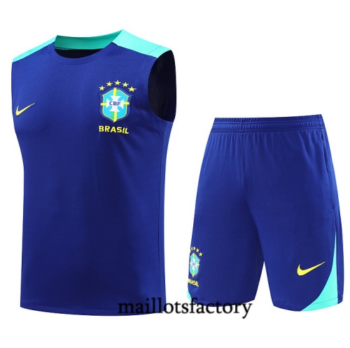 Grossiste Maillot d'entrainement Brésil Debardeur 2024/25 Bleu marine Kit