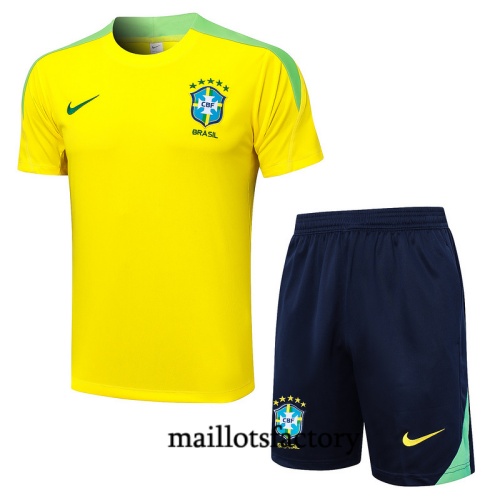 Nouveau Maillot d'entrainement Brésil + Shorts 2024/25 jaune Kit