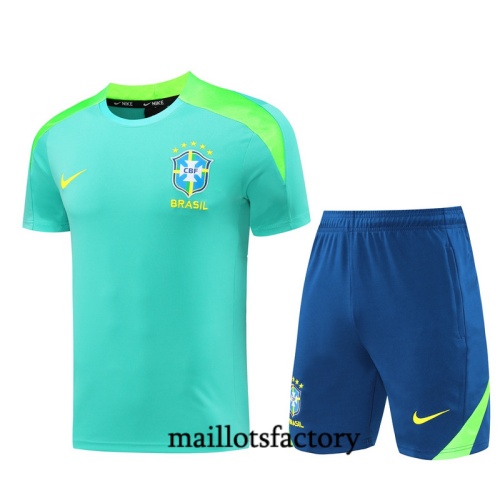 Soldes Maillot d'entrainement Brésil + Shorts 2024/25 vert Kit