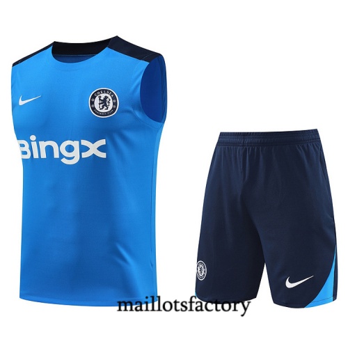 Soldes Maillot d'entrainement Chelsea Debardeur 2024/25 Bleu Ciel Kit