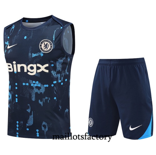 Grossiste Maillot d'entrainement Chelsea Debardeur 2024/25 Bleu marine Kit