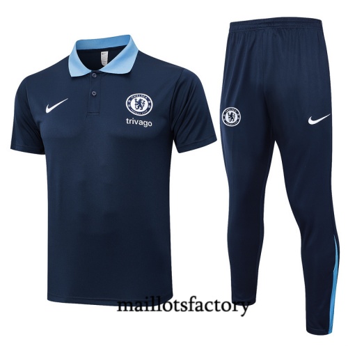 Soldes Maillot d'entrainement Chelsea polo 2024/25 Bleu marine Kit