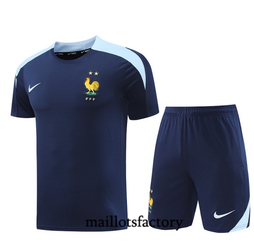 Grossiste Maillot d'entrainement France + Shorts 2024/25 Bleu marine Kit