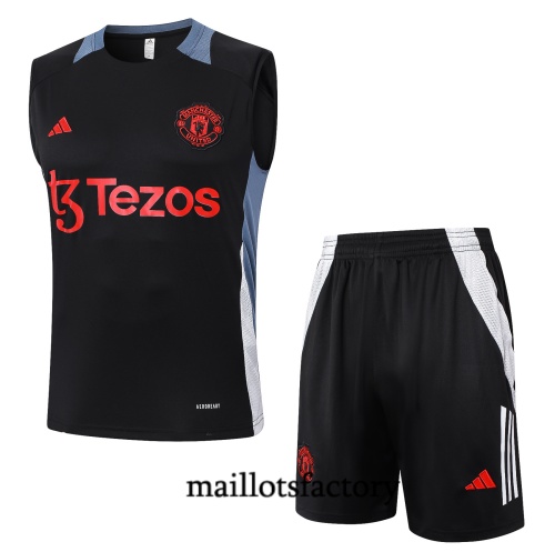 Soldes Maillot d'entrainement Manchester United Debardeur 2024/25 noir Kit