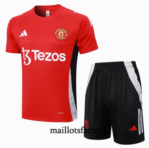 Achetez Maillot d'entrainement Manchester United + Shorts 2024/25 rouge Kit