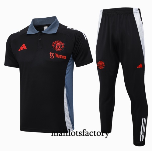 Grossiste Maillot d'entrainement Manchester United polo 2024/25 noir Kit