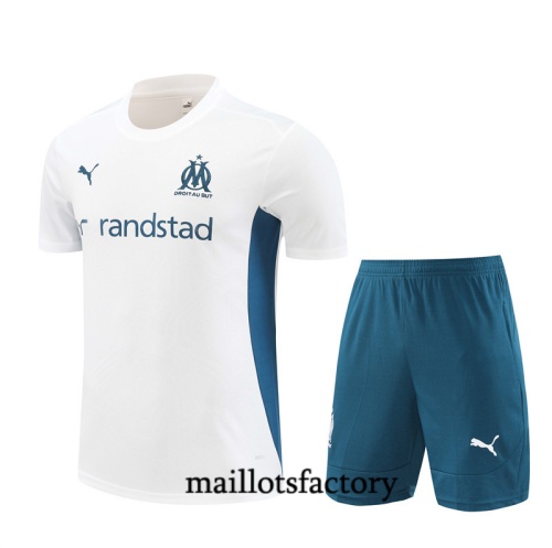 Nouveau Maillot d'entrainement Marseille Enfant + Shorts 2024/25 Blanc Kit