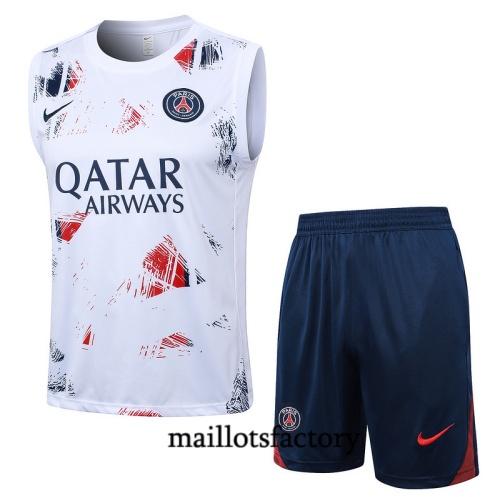 Site Maillot d'entrainement Paris PSG Debardeur 2024/25 Blanc Kit