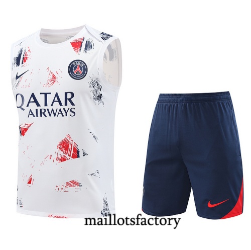 Soldes Maillot d'entrainement Paris PSG Debardeur 2024/25 Blanc Kit