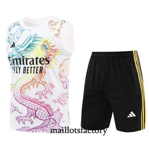 Achetez Maillot d'entrainement Real Madrid Debardeur 2024/25 Blanc Kit