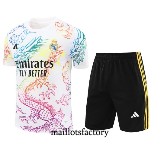 Soldes Maillot d'entrainement + Shorts Real Madrid 2024/25 Blanc Kit